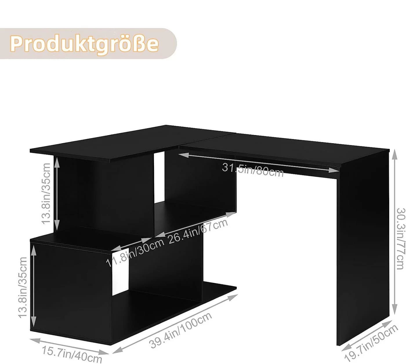 Woltu L-Form Eckschreibtisch 120x100cm mit Ablagen - Bild 3