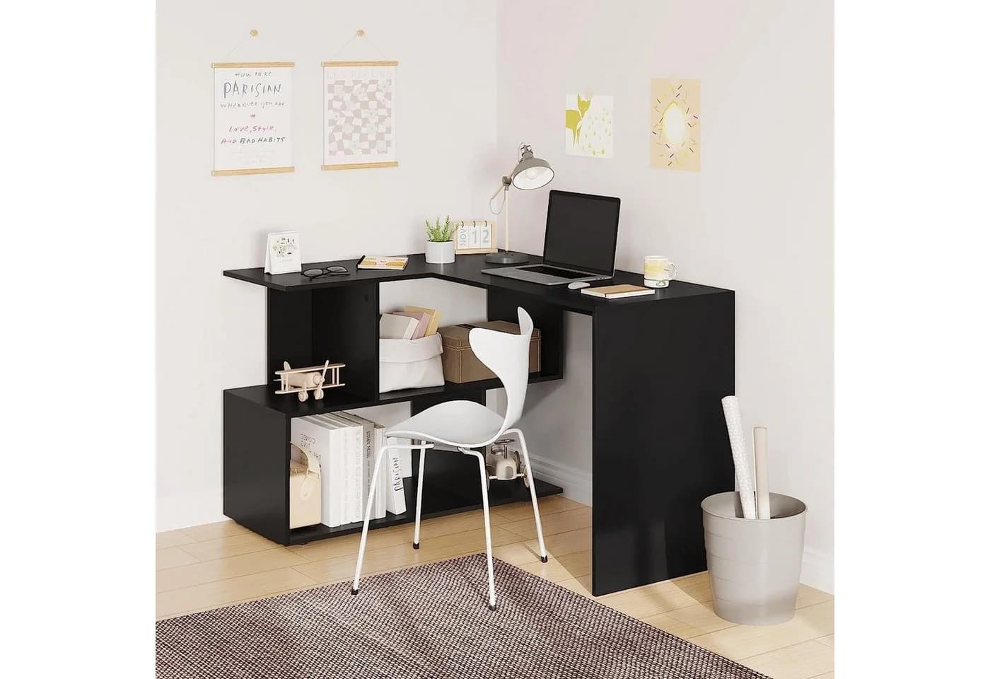 Woltu L-Form Eckschreibtisch 120x100cm mit Ablagen - Bild 4
