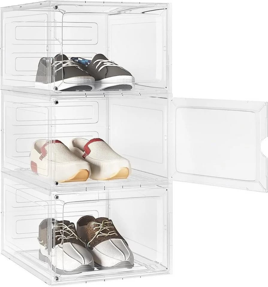 Woltu Schuhbox 3er Set Transparent Stapelbar mit Magnetverschluss - Bild 2