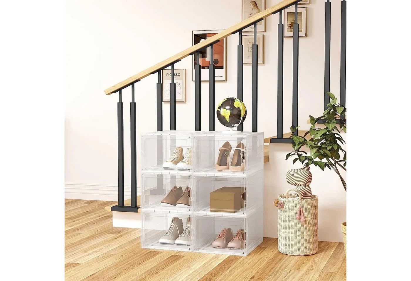 Woltu Schuhbox Aufbewahrungsboxen 6 St. Transparent Stapelbar