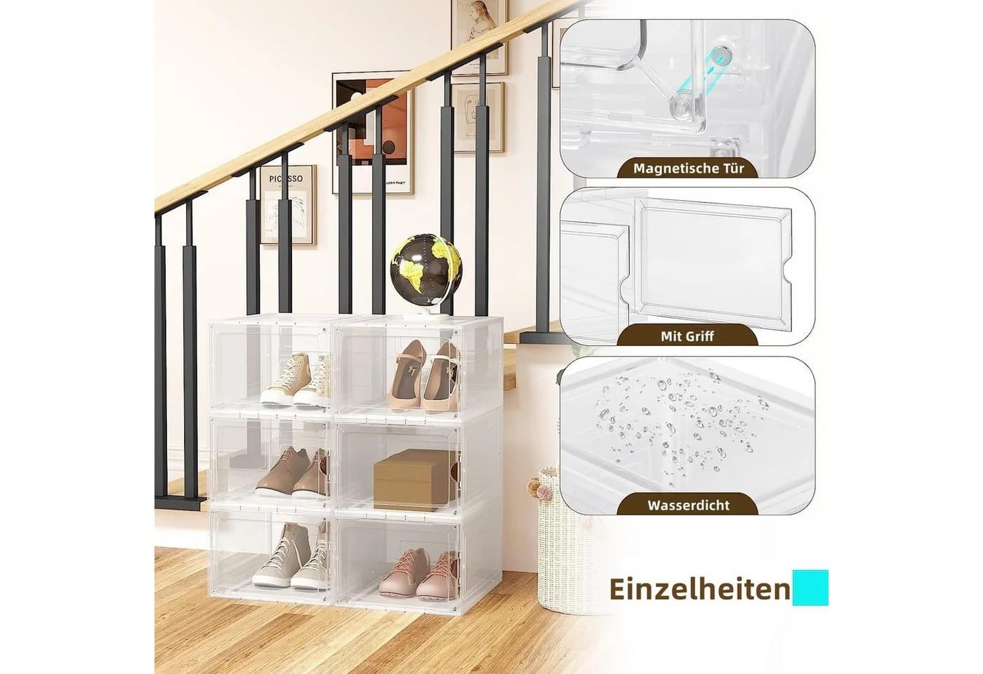 Woltu Schuhbox Aufbewahrungsboxen 6 St. Transparent Stapelbar - Bild 5