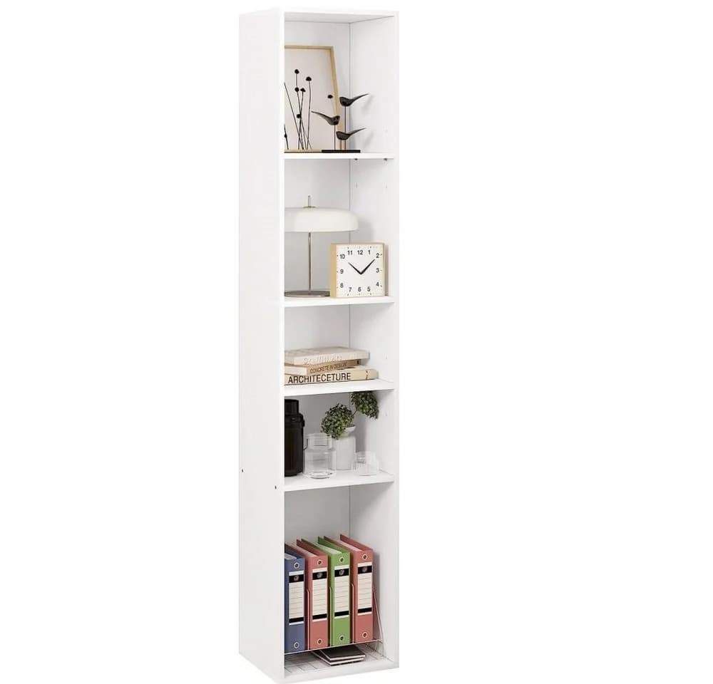 Woltu Bücherregal Weiß 5 Ablagefächer Holzwerkstoff - Bild 2