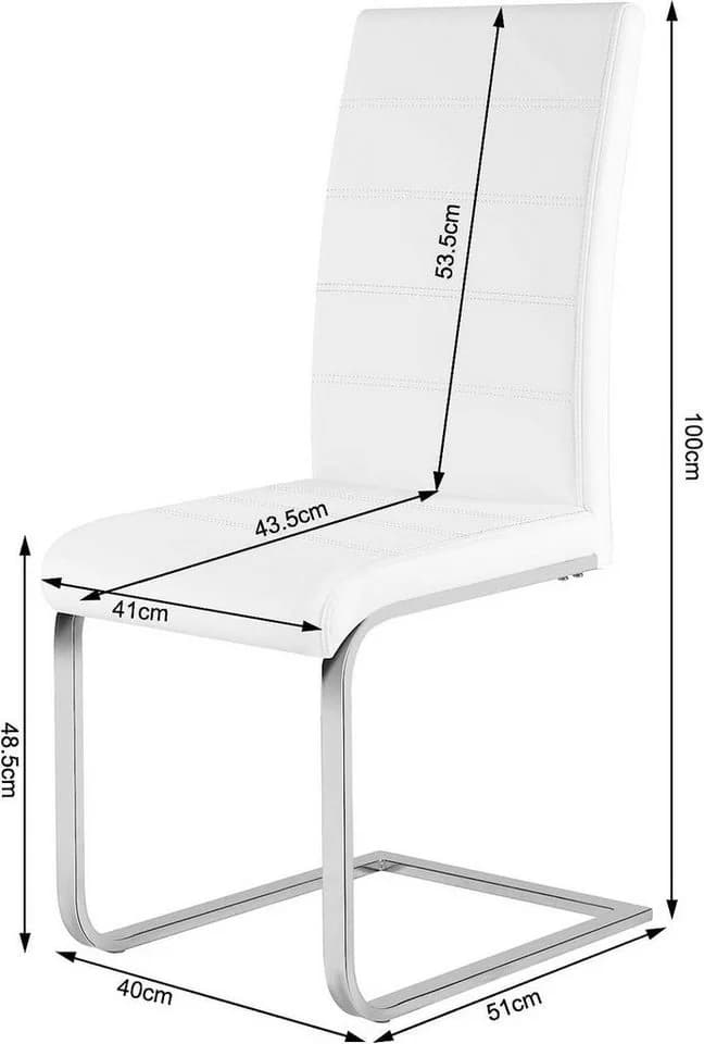 Woltu Freischwinger Set 2 Stuhl Schwarz/Weiß Kunstleder - Bild 3