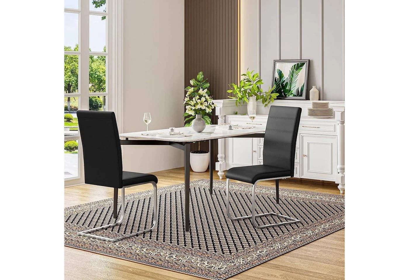 Woltu Freischwinger Set 4 St. Kunstlederbezug Hoch Rückenlehne - Bild 4