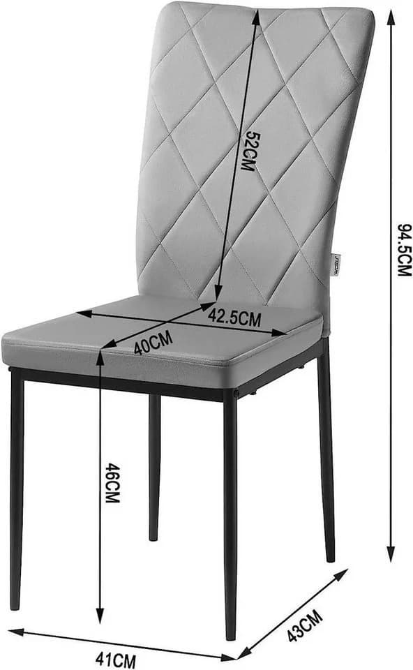 Woltu Esszimmerstuhl Set 4 St. Samtstuhl Grau Schwarz Metall - Bild 3