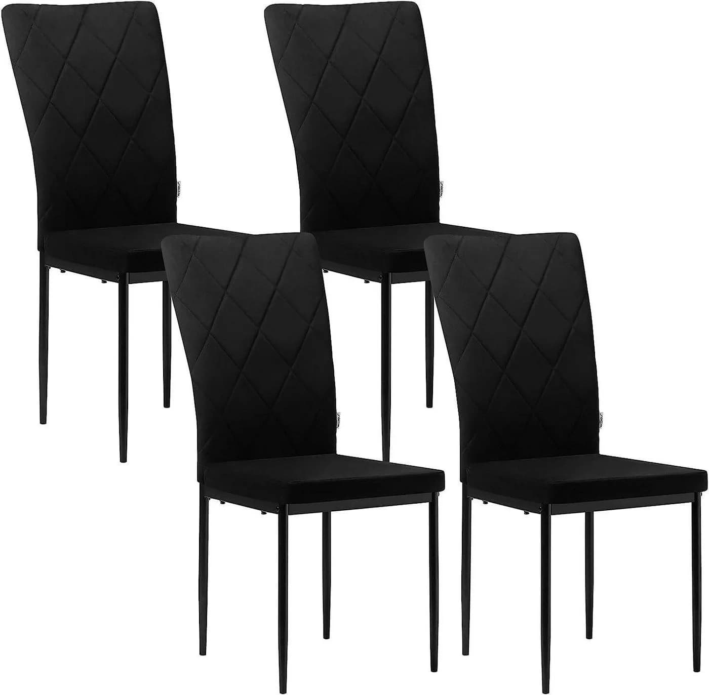 Woltu Esszimmerstuhl Set 4 St. Schwarz Samt mit hoher Rückenlehne - Bild 2