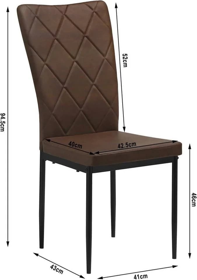 Woltu Esszimmerstuhl Set 4 St. Kunstleder Braun Hohe Rückenlehne - Bild 3