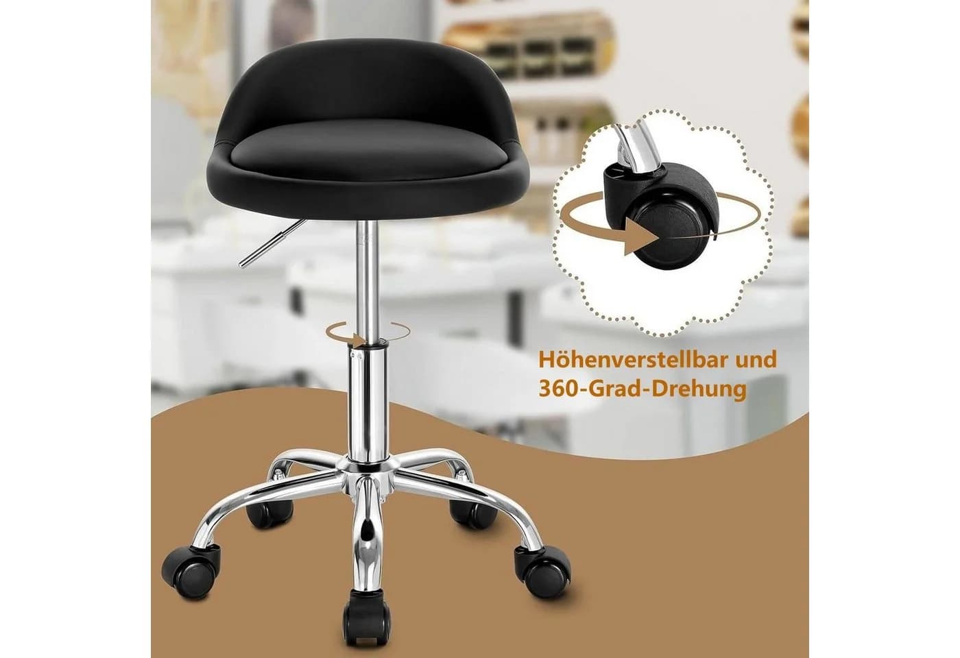 Woltu Bürostuhl höhenverstellbar Schwarz mit Rollen - Bild 5