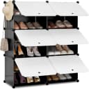 Woltu Schuhregal 6 Fächer Schwarz/Weiß Kunststoff Bild 2