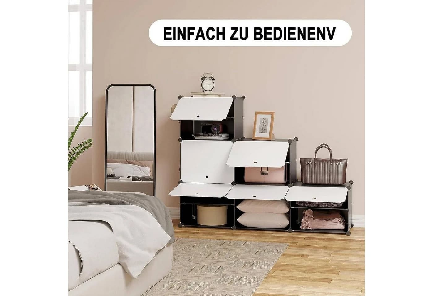 Woltu Schuhregal 6 Fächer Schwarz/Weiß Kunststoff - Bild 4