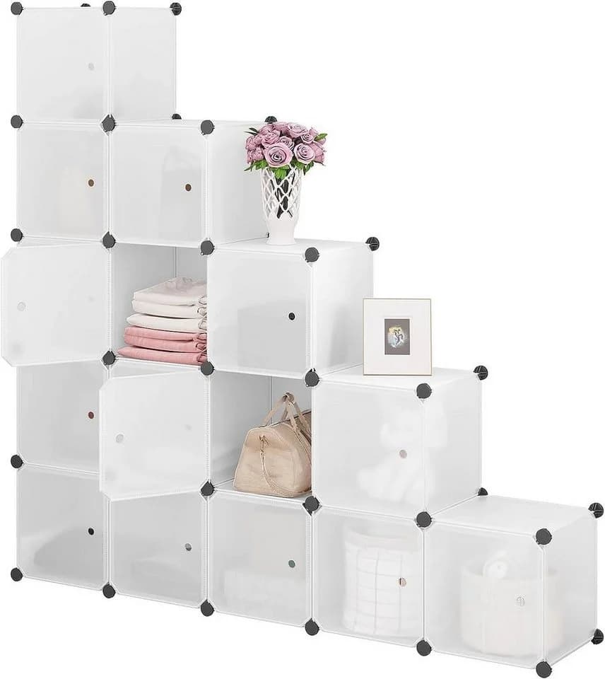 Woltu Steckregal Set 15-tlg. Weiß Modulares Regalsystem - Bild 2