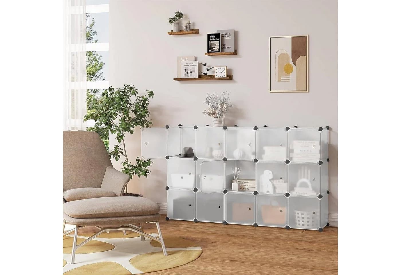 Woltu Steckregal Set 15-tlg. Weiß Modulares Regalsystem - Bild 4