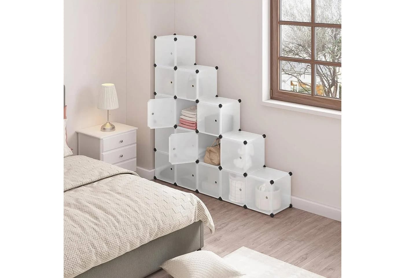 Woltu Steckregal Set 15-tlg. Weiß Modulares Regalsystem - Bild 5