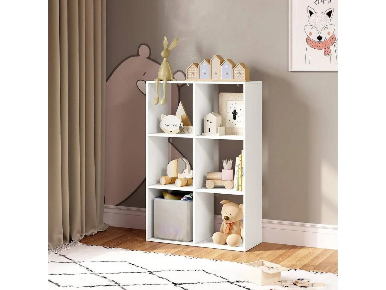 Woltu Bücherregal Weiß 3 Ebenen 6 Fächer