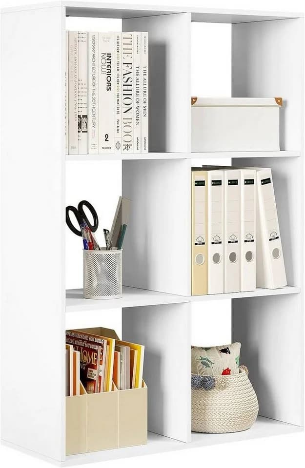 Woltu Bücherregal Weiß 3 Ebenen 6 Fächer - Bild 2