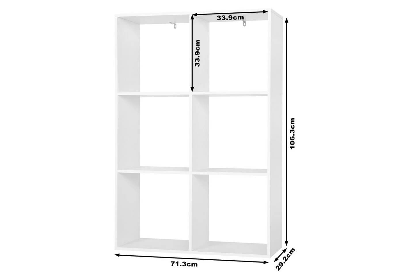 Woltu Bücherregal Weiß 3 Ebenen 6 Fächer - Bild 3