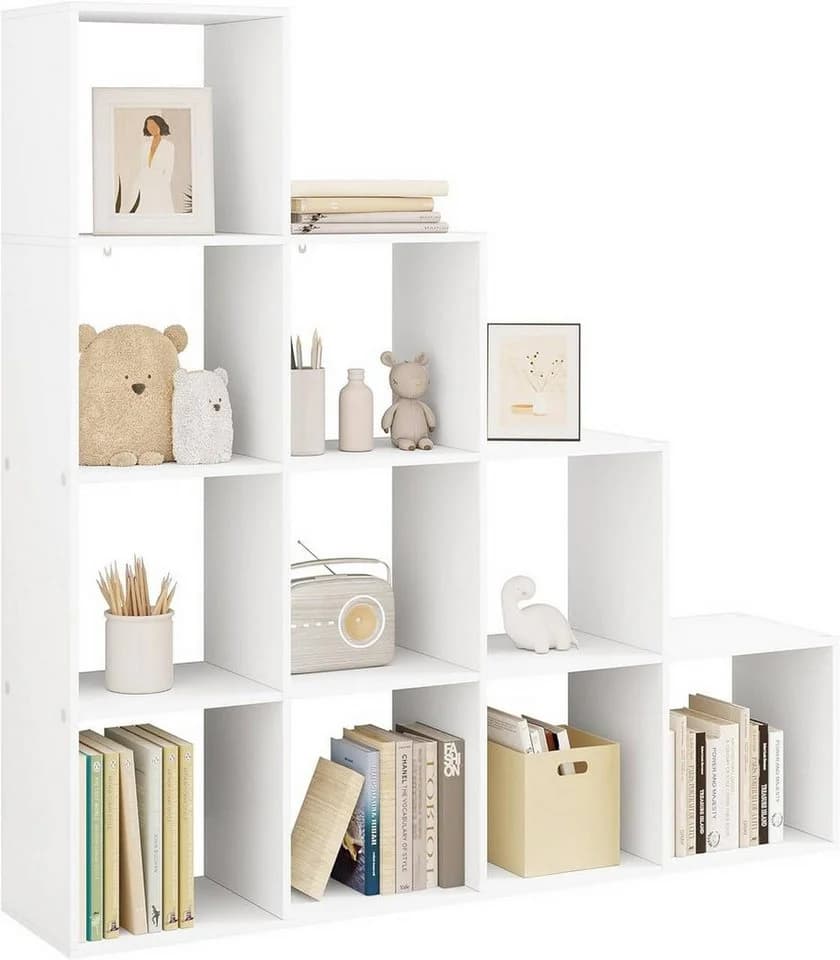 Woltu Bücherregal 1-tlg. weißes Regal 10 Fächer 136x29x136 cm - Bild 2