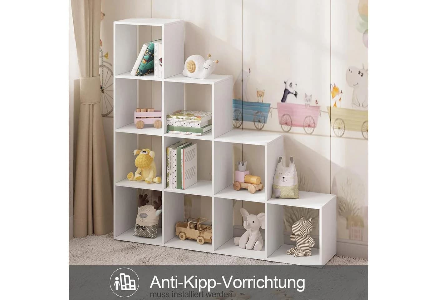 Woltu Bücherregal 1-tlg. weißes Regal 10 Fächer 136x29x136 cm - Bild 5