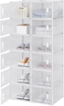 Woltu Schuhregal 12-tlg. Transparent/Weiß Kunststoff Stapelbar Bild 2