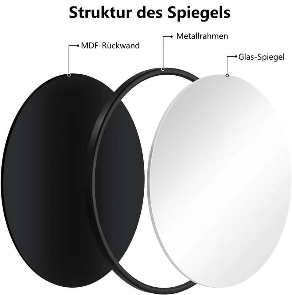 Woltu Runder Wandspiegel mit Goldrahmen Glas - Bild 5
