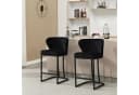 Woltu Barhocker 2er Set Samtbezug Metall Schwarz/Grau Bild 1