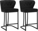 Woltu Barhocker 2er Set Samtbezug Metall Schwarz/Grau Bild 2