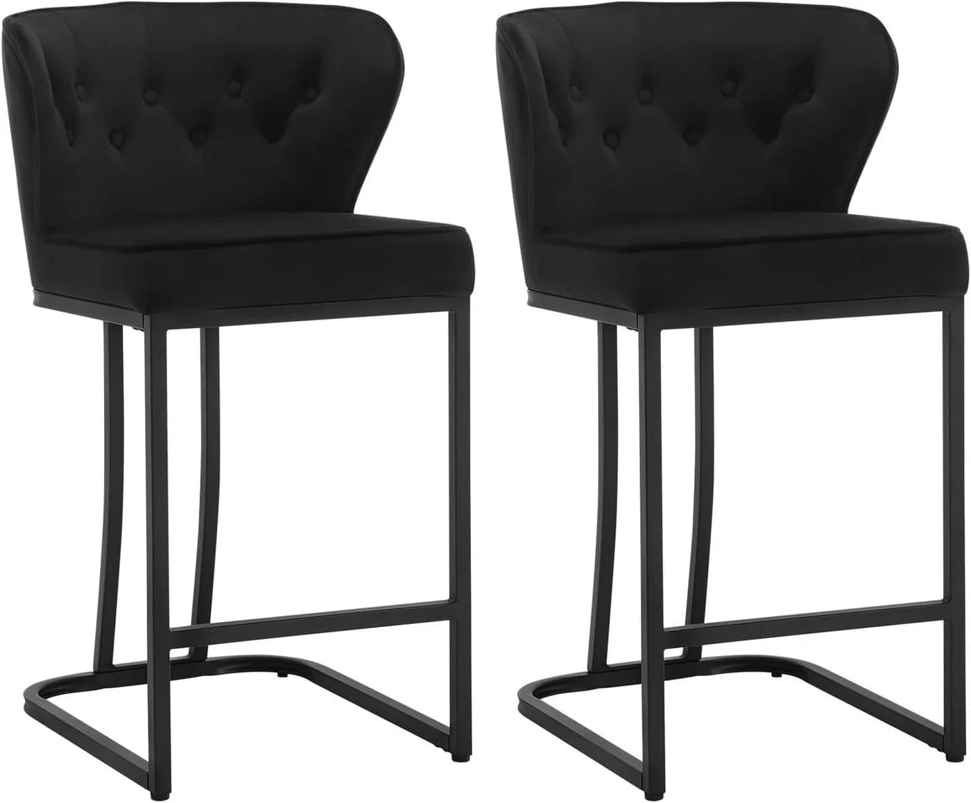 Woltu Barhocker 2er Set Samtbezug Metall Schwarz/Grau - Bild 2