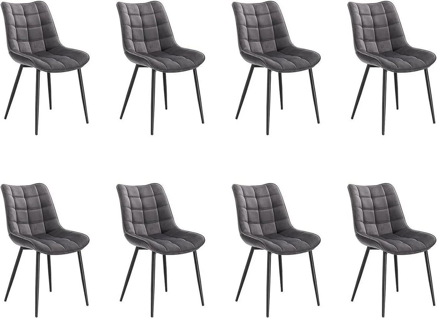 Woltu 8er Set Polsterstühle Esszimmerstuhl Samt Grau Modern - Bild 2