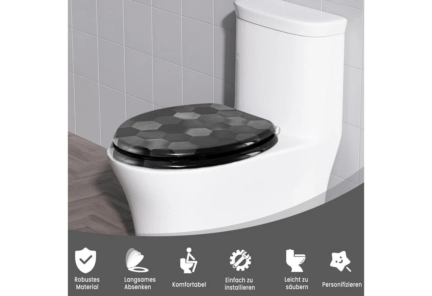 Woltu WC-Sitz O-Form mit Absenkautomatik und PVC-Schutzfolie - Bild 4