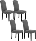 Woltu 4-Fußstuhl Set 4 St Esszimmerstühle mit Rückenlehne Leinenbezug Grau Bild 2
