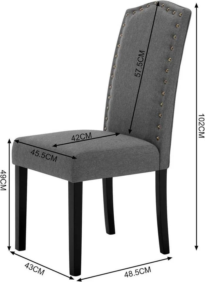 Woltu 4-Fußstuhl Set 4 St Esszimmerstühle mit Rückenlehne Leinenbezug Grau - Bild 3