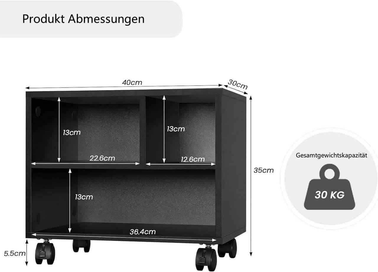 Woltu Aktenschrank Druckertisch mit Rädern Schwarz Weiß Braun - Bild 3