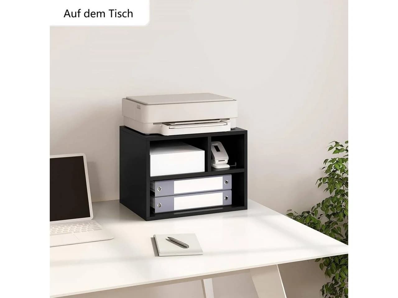 Woltu Aktenschrank Druckertisch mit Rädern Schwarz Weiß Braun - Bild 4