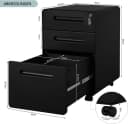 Woltu Rollcontainer Aktenschrank 3 Schubladen Schwarz/Weiß Bild 3
