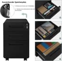 Woltu Rollcontainer Aktenschrank 3 Schubladen Schwarz/Weiß Bild 4