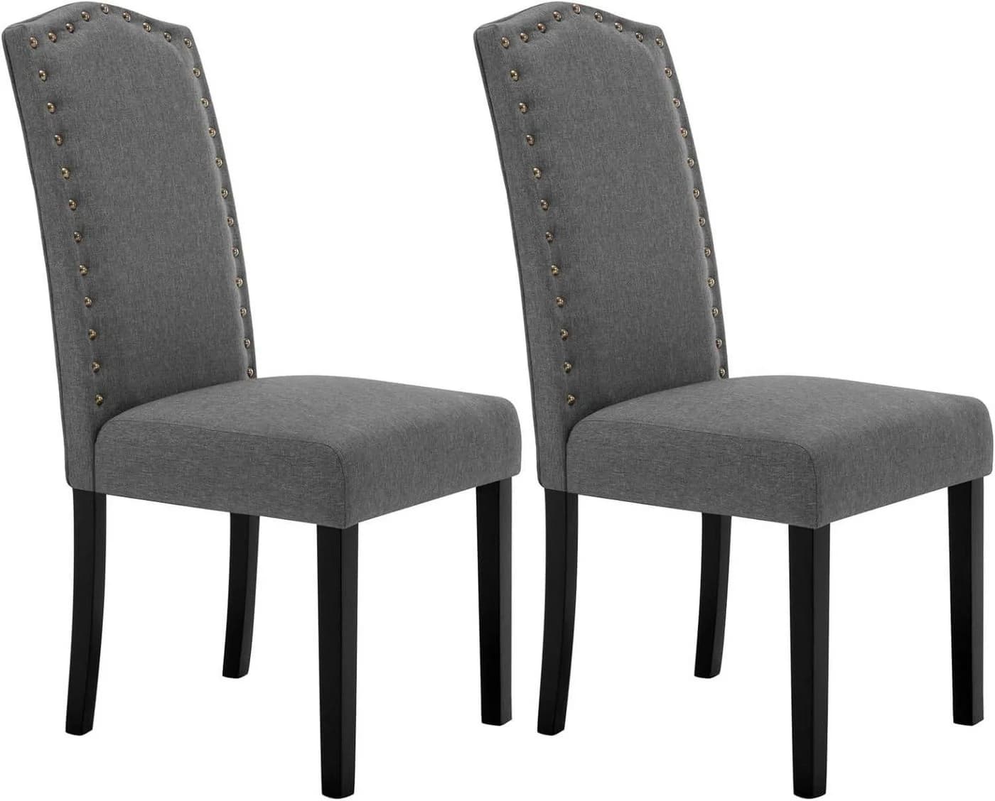 Woltu Esszimmerstuhl 2er Set Grau Leinen Massivholz - Bild 2