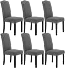 Woltu Esszimmerstuhl Set 6-tlg. Grau Leinen Massivholz Bild 2