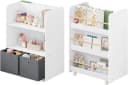 Woltu Kinderregal 2-in-1 Bücherregal mit Boxen auf Rollen Weiß Bild 2