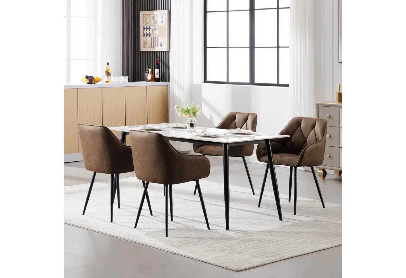 Woltu 4-Fußstuhl (Set, 4 St) Esszimmerstühle ergonomischer aus Kunstleder