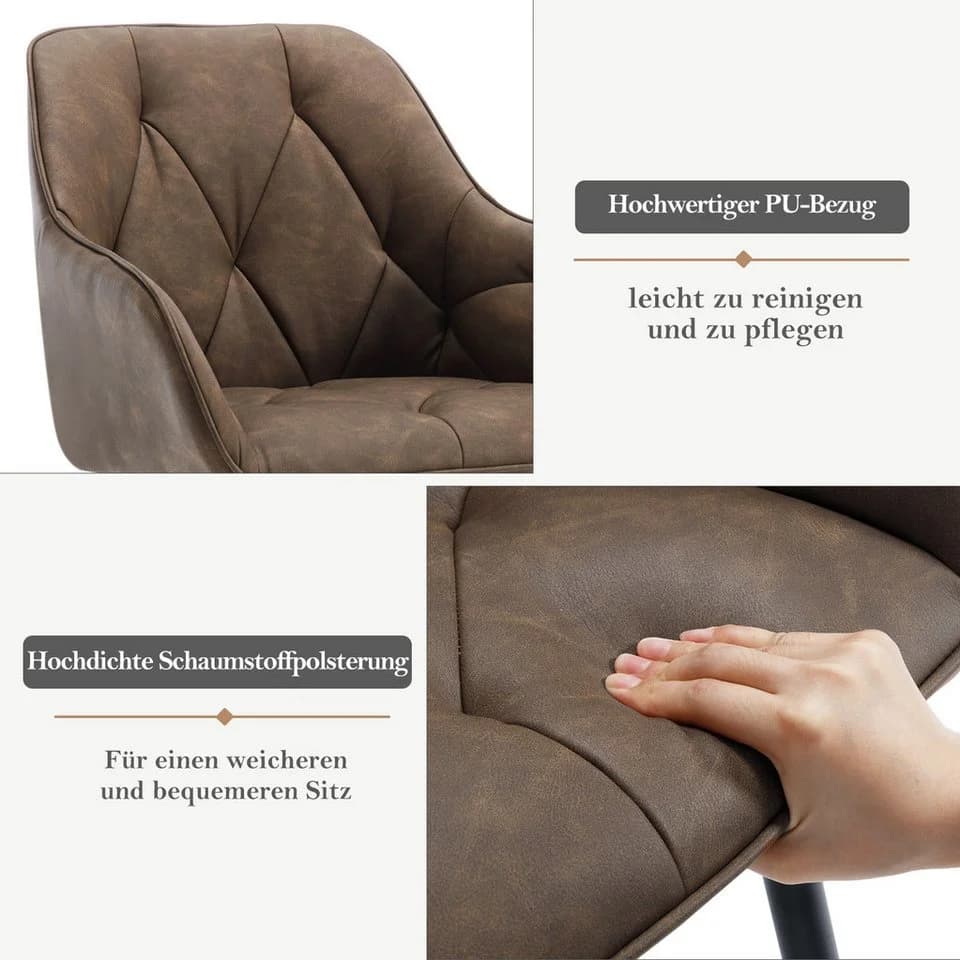 Woltu 4-Fußstuhl (Set, 4 St) Esszimmerstühle ergonomischer aus Kunstleder - Bild 5