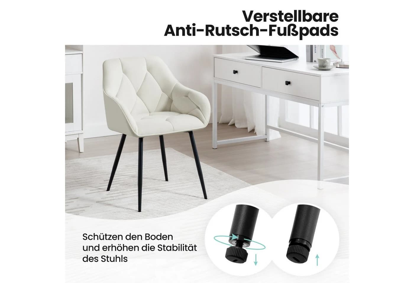 Woltu Polsterstuhl Set 2 St. Ergonomisches Design Esszimmerstühle - Bild 4