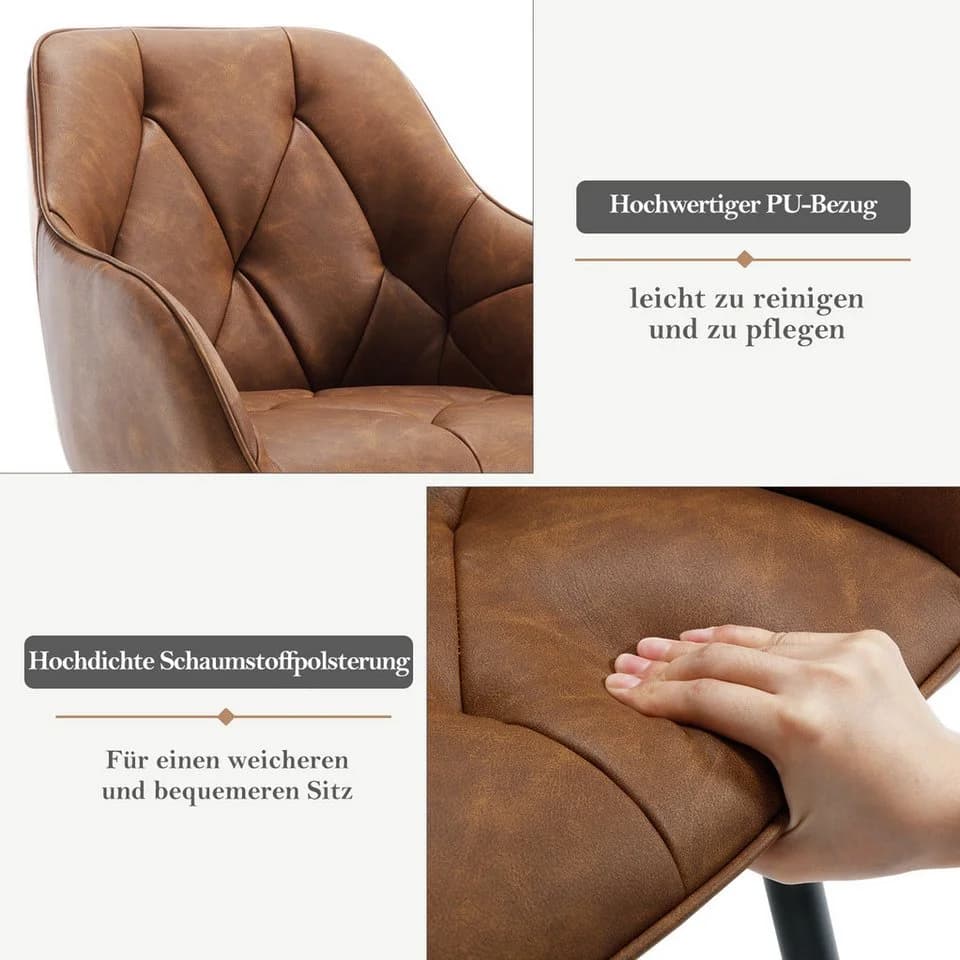 Woltu 4-Fußstuhl Set 4 St. Esszimmerstühle Kunstleder Ergonomisch - Bild 5
