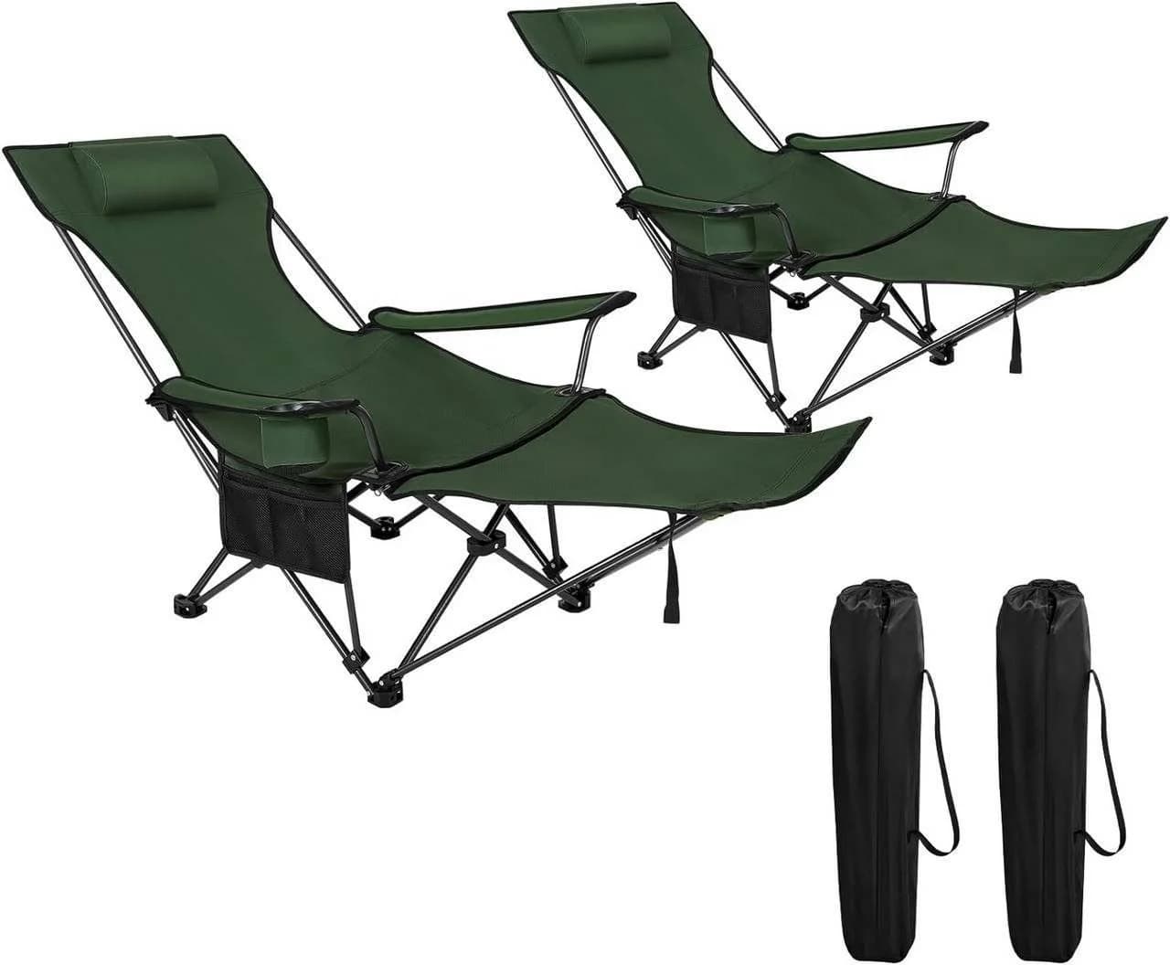 Woltu Campingstuhl 2er Set Grün Klappbar mit Getränkehalter - Bild 2