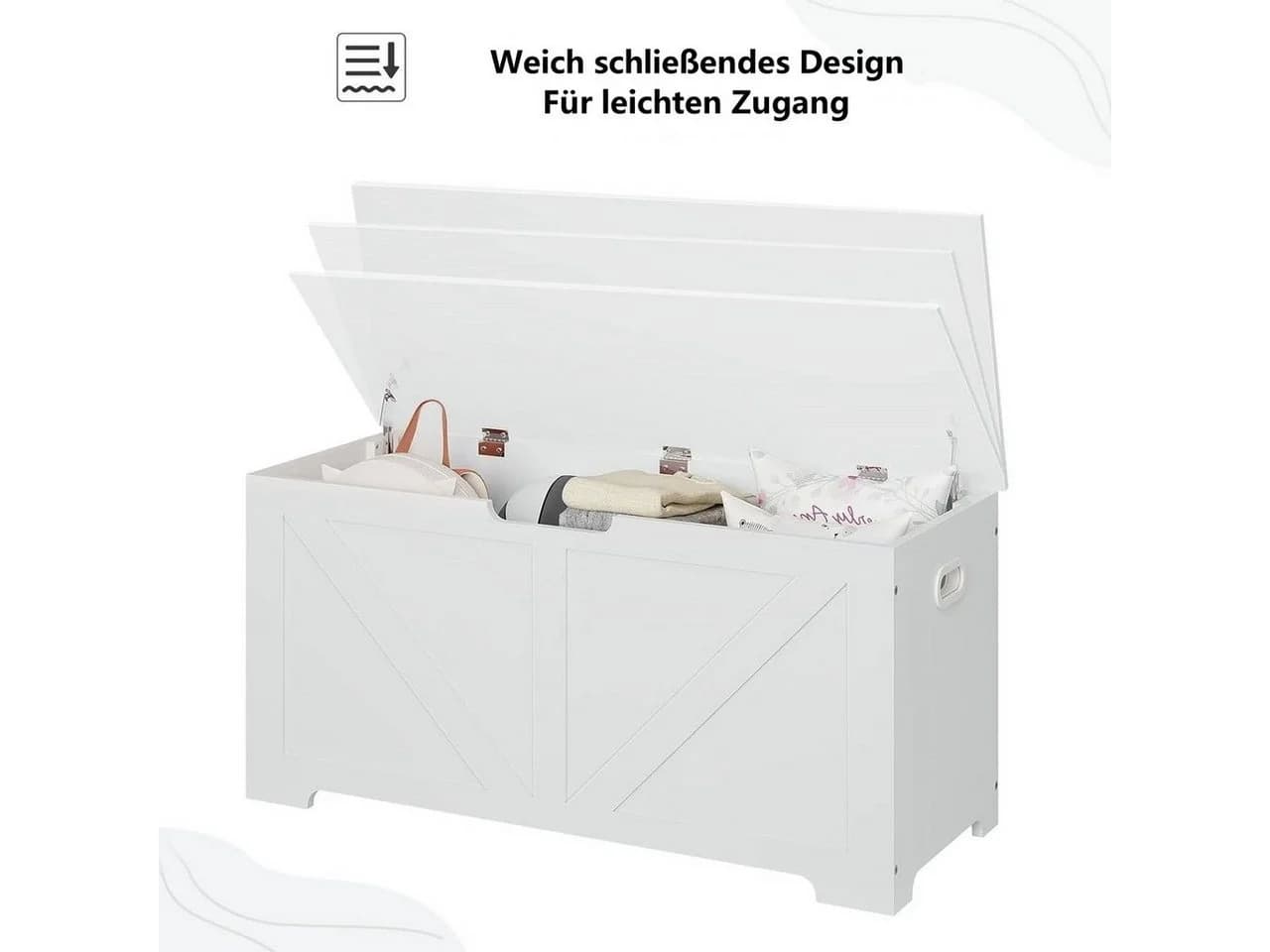 Woltu Sitzbank Weiß mit Stauraum und Klappdeckel - Bild 5