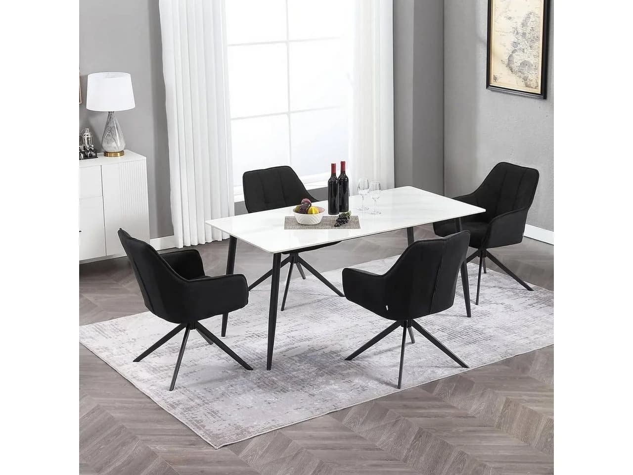 Woltu Esszimmerstuhl 6er Set Grau/Schwarz Drehbar