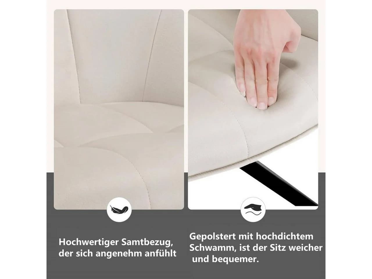Woltu Polsterstuhl Esszimmerstuhl Drehbar Gepolsterter Metallbeine - Bild 5