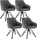 Woltu 4-Fußstuhl Set Drehbar Samt Sessel Grau Bild 2