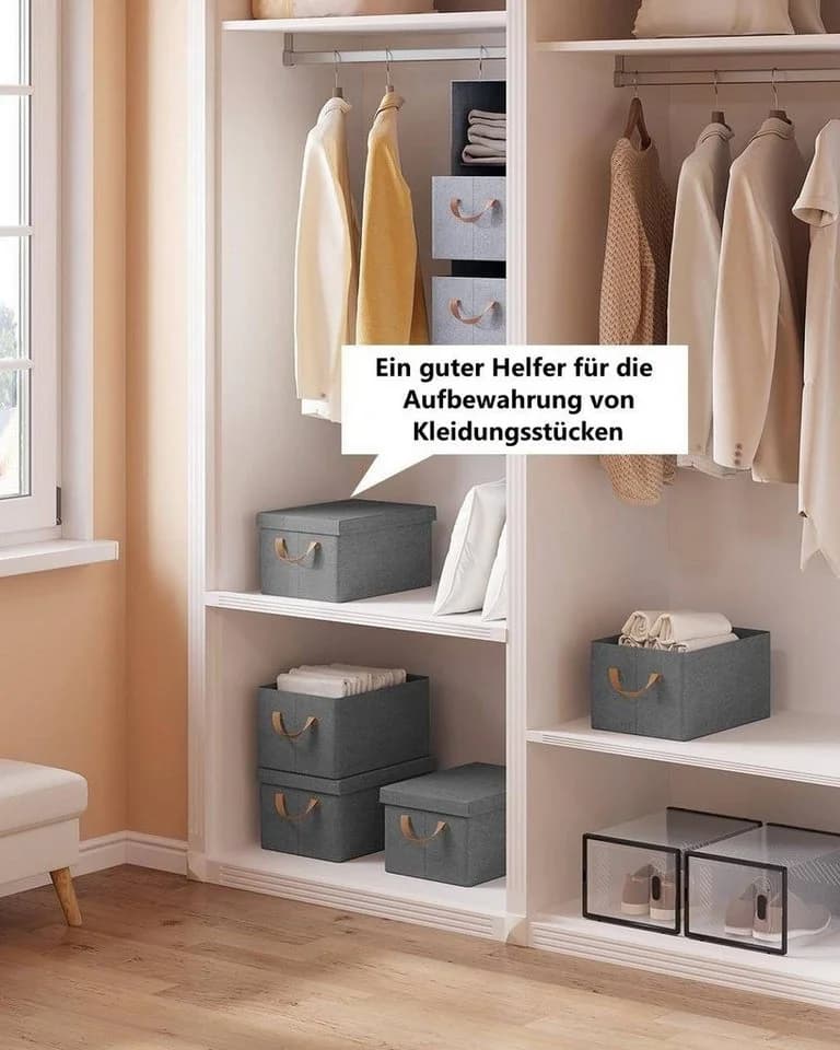 Woltu Aufbewahrungsbox Set 5 St. Grau Mit Deckel Faltbar