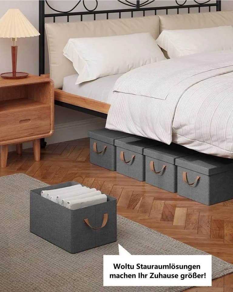 Woltu Aufbewahrungsbox Set 5 St. Grau Mit Deckel Faltbar - Bild 5