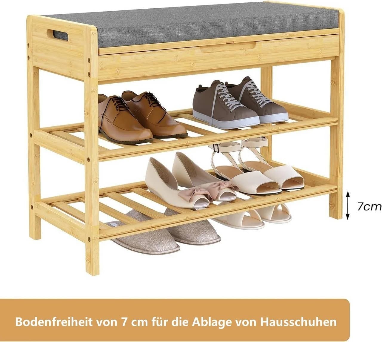 Woltu Schuhregal mit Sitzbank Bambus - Bild 5